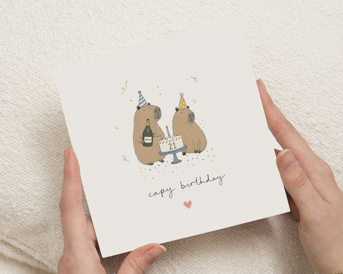 21st Birthday Card, Funny Birthday Card, Capybara Birthday Card, Cute Animal Birthday Card, Birthday Card for Friend, Birthday Card