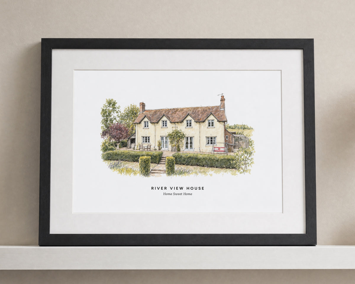 Personalised House Portrait Print, Watercolour Home Illustration, New Home Gift, House Warming Gift, Custom Home Wall Art