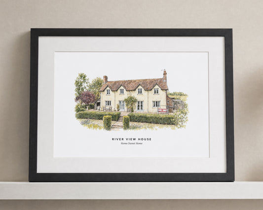 Personalised House Portrait Print, Watercolour Home Illustration, New Home Gift, House Warming Gift, Custom Home Wall Art