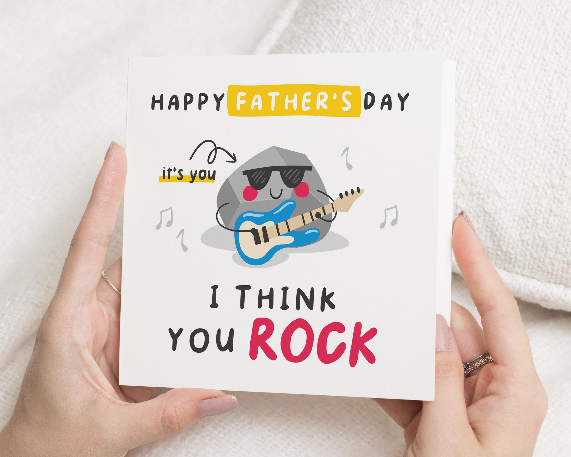 Fathers Day Card, Funny Fathers Day Card, Fathers Day Card from Kids, Fathers Day Card for Dad, I Think You Rock Card