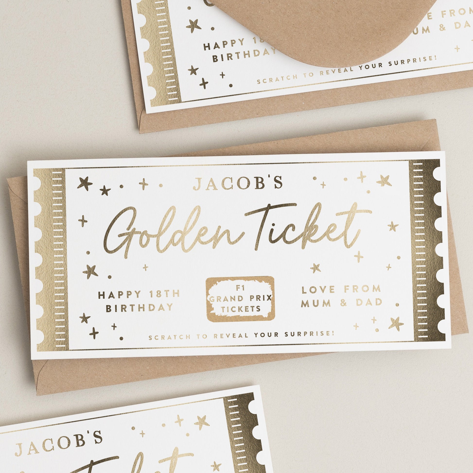 Personalised Birthday Gift Voucher, Golden Ticket Gift Voucher, Gold Foil Ticket, Birthday Gift Voucher, Surprise Reveal, Birthday Voucher