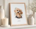 Personalised Pet Portrait, Custom Dog Print From Photo, Watercolour Pet Wall Art, Gift for Dog Lover, Oak Framed Print