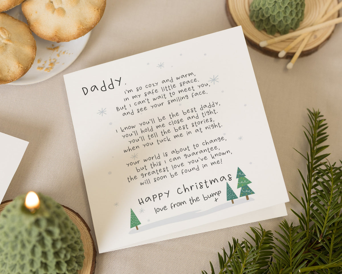 Christmas Card for Daddy, Dad Christmas Card from the Bump, Daddy to Be Card, Pregnancy Christmas Card, First Christmas Card from Baby