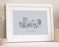 Personalised Wedding Venue Print, Blue Wall Art, Church Line Drawing, Wedding Gift, Anniversary Gift, Gift for Couple