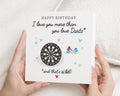 Birthday Card for Him, Darts Birthday Card, Funny Birthday Card for Boyfriend, Husband, Dad, Personalised Birthday Card for Men