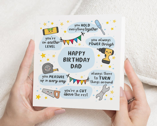 Birthday Card for Dad, Funny Dad Birthday Card, Birthday Card for Him, Cute Birthday Card for Dad, Tool Themed Birthday Card