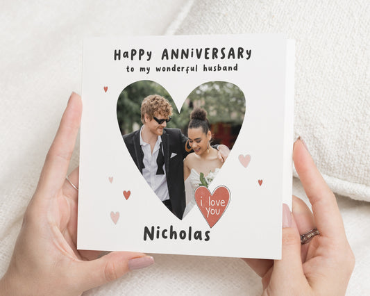 Anniversary Card for Husband, Husband Anniversary Card, Personalised Photo Card, Wife to Husband Card, Romantic I Love You Card