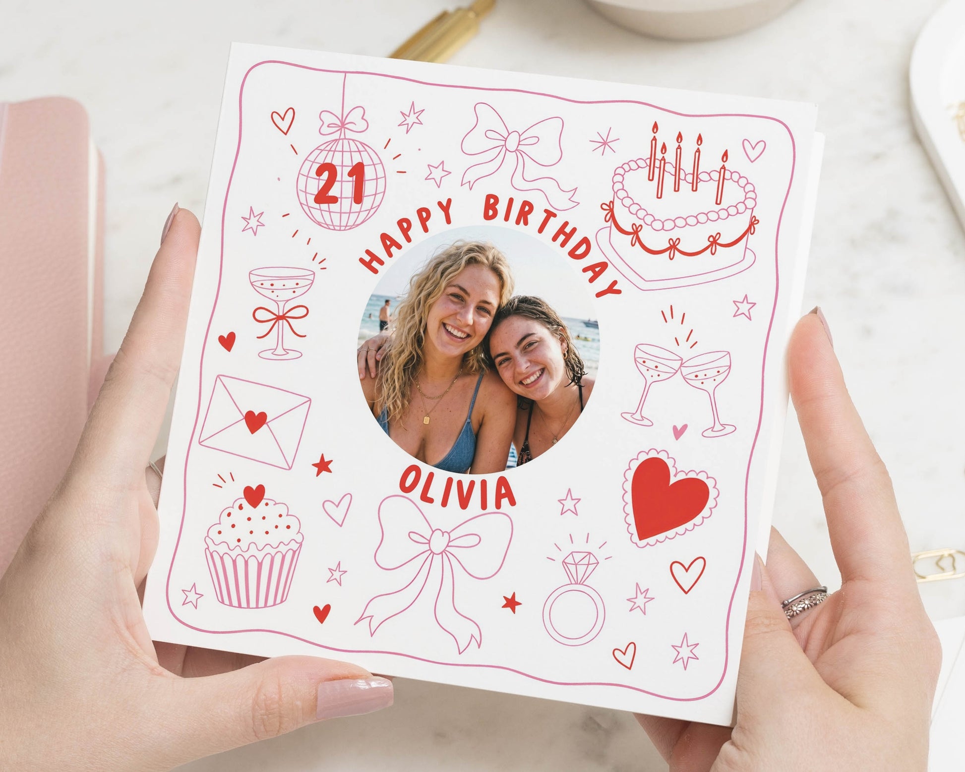 21st Birthday Card for Her, Personalised Photo Birthday Card, 21 Birthday Card, Birthday Card for Friend, Daughter, Sister, Best Friend