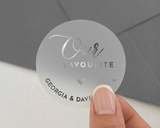 Personalised Wedding Sticker, Our Favourite Wedding Label, Custom Foil Sticker, Wedding Envelope Seal, Gold Silver Rose Gold Wedding Sticker