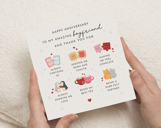 Anniversary Card for Boyfriend, Cute Anniversary Card for Him, Funny Card for Boyfriend, Romantic Anniversary Card, Best Tea Card