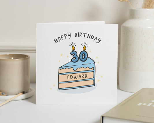 30th Birthday Card, Personalised Birthday Card for Him, Her, Friend, Son, Daughter, Custom Age Name Card, Milestone Birthday Card