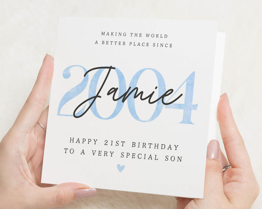 21st Birthday Card for Son, Personalised Birthday Card for Him, Special Son Birthday Card, 21st Birthday Card, Custom Name Card
