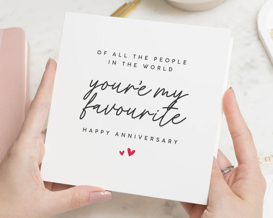 Anniversary Card, Happy Anniversary Card, Romantic Card for Him or Her, Youre My Favourite Card, Simple Anniversary Card