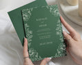 Forest Green Wedding Invitations, Botanical Floral Wedding Invites, Elegant Garden Wedding Stationery, Personalised Invitation Suite