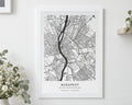 Personalised Map Print, Custom Location Map, Coordinates Print, Gift for Couple, New Home Gift, Black Line Wall Art, White Framed Print