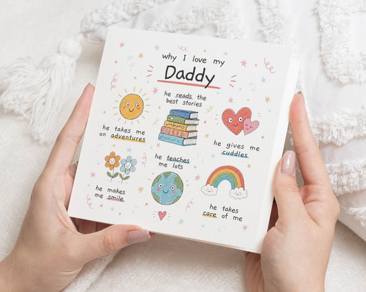 Fathers Day Card for Daddy, Daddy Birthday Card, Dad Card from Child, Cute Daddy Card, Why I Love My Daddy Card for Dad