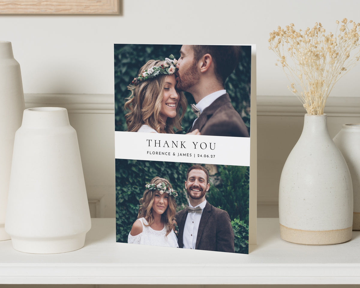 Personalised Wedding Thank You Cards, Photo Wedding Thank You Cards, Modern Photo Thank You Card, Flat Wedding Thank You Card