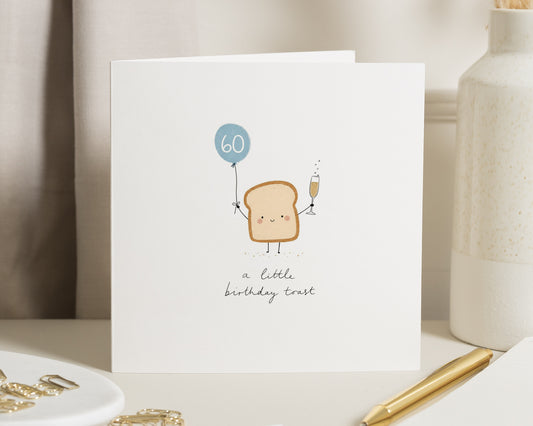 60th Birthday Card, Sixtieth Birthday Card, Funny Birthday Card for Him, Birthday Card for Her, Cute Birthday Toast Card