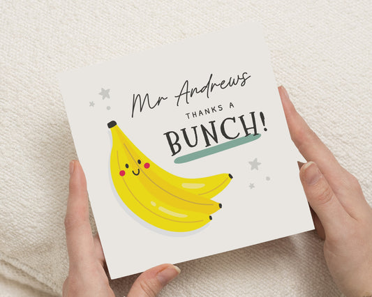 Thank You Card, Teacher Thank You Card, Personalised Thank You Card, Cute Banana Card, Thank You Card for Him, Thank You Card for Her