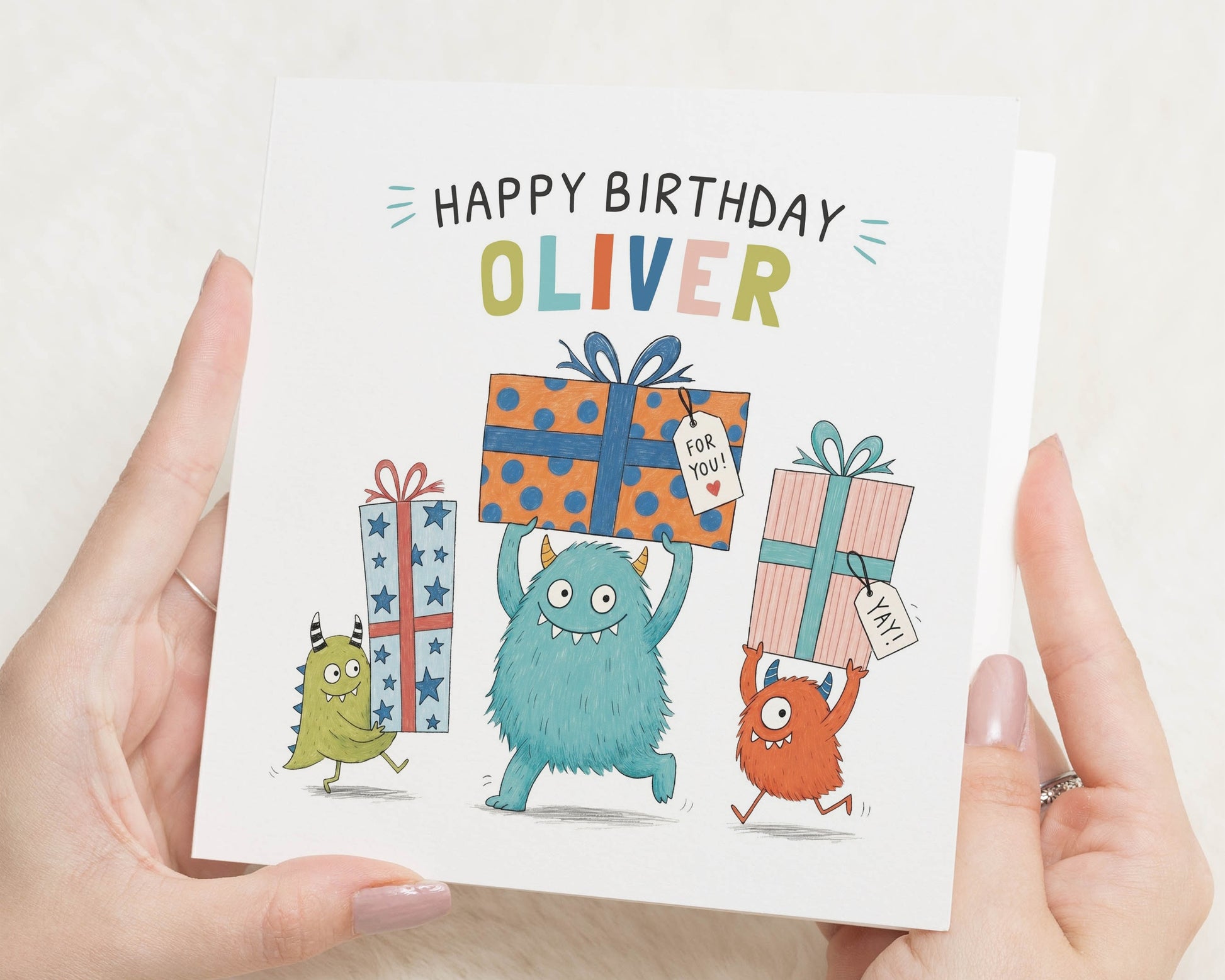 Birthday Card for Boy, Personalised Birthday Card, Monster Birthday Card, Children's Birthday Card, Birthday Card for Son or Nephew