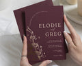 Burgundy Gold Foil Wedding Invitations, Champagne Tower Wedding Invites, Personalised Foil Wedding Invitation, Celebration Wedding Invite