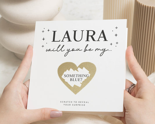 Will You Be My Something Blue Card, Personalised Wedding Proposal Card, Scratch to Reveal Bridesmaid Card, Wedding Party Card