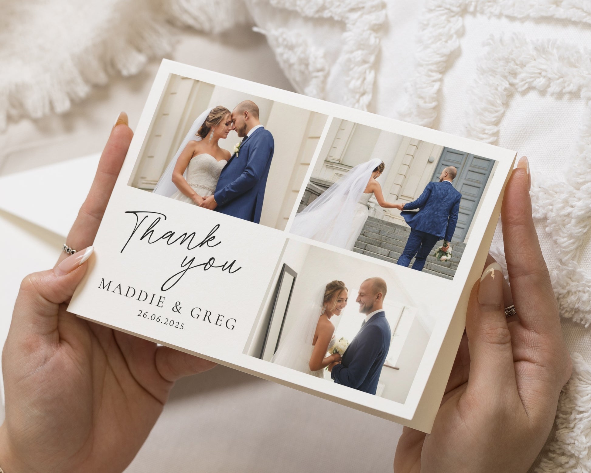 Personalised Wedding Thank You Cards, Photo Wedding Thank You Card, Folded Wedding Thank You Cards, Thank You Card for Wedding