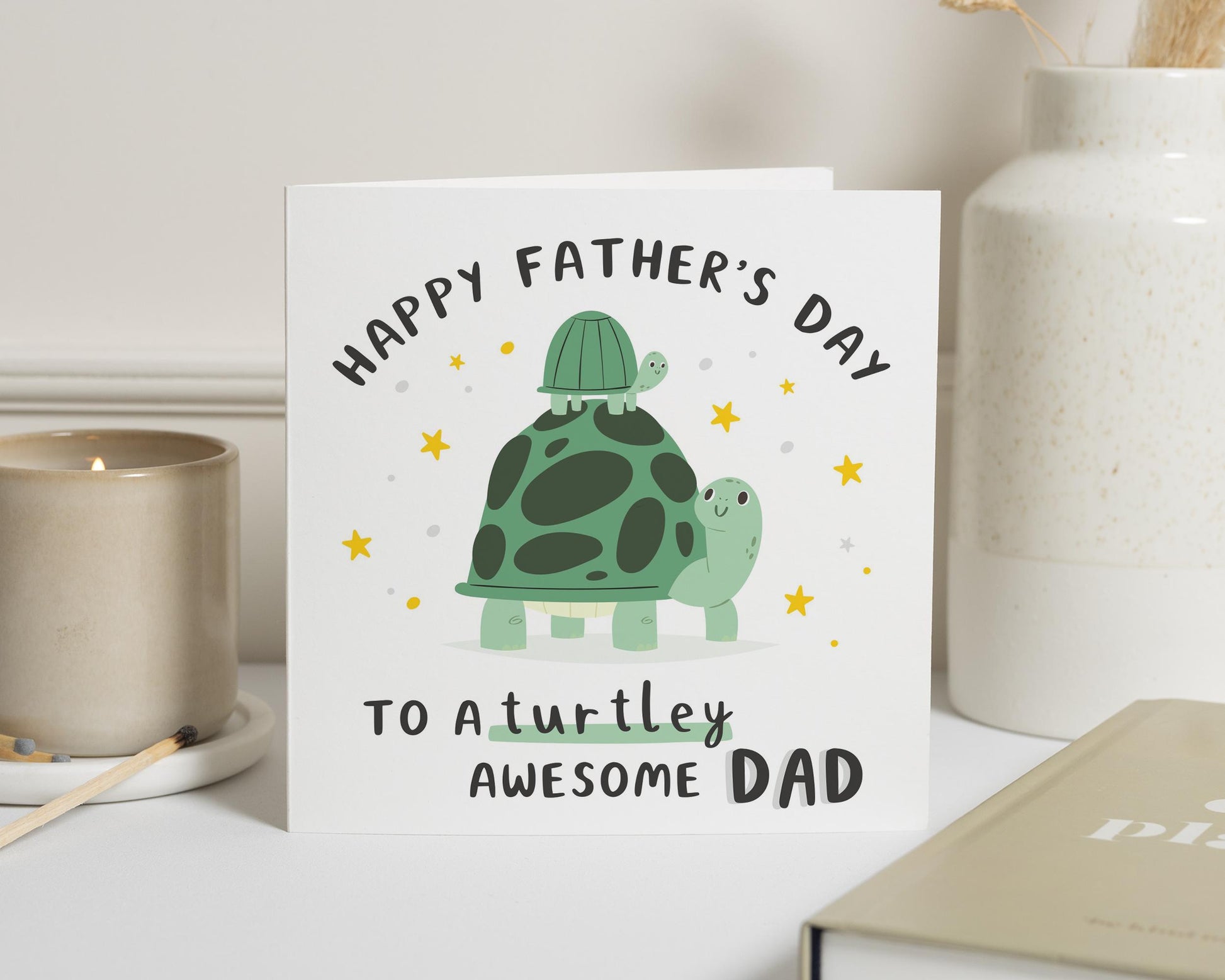 Fathers Day Card for Dad, Funny Fathers Day Card, Cute Turtle Card, Fathers Day Card from Kids, Fathers Day Card for Him