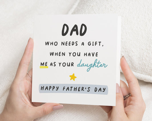 Fathers Day Card for Dad, Funny Fathers Day Card, Card from Daughter, Happy Fathers Day Card, Fathers Day Gift for Dad