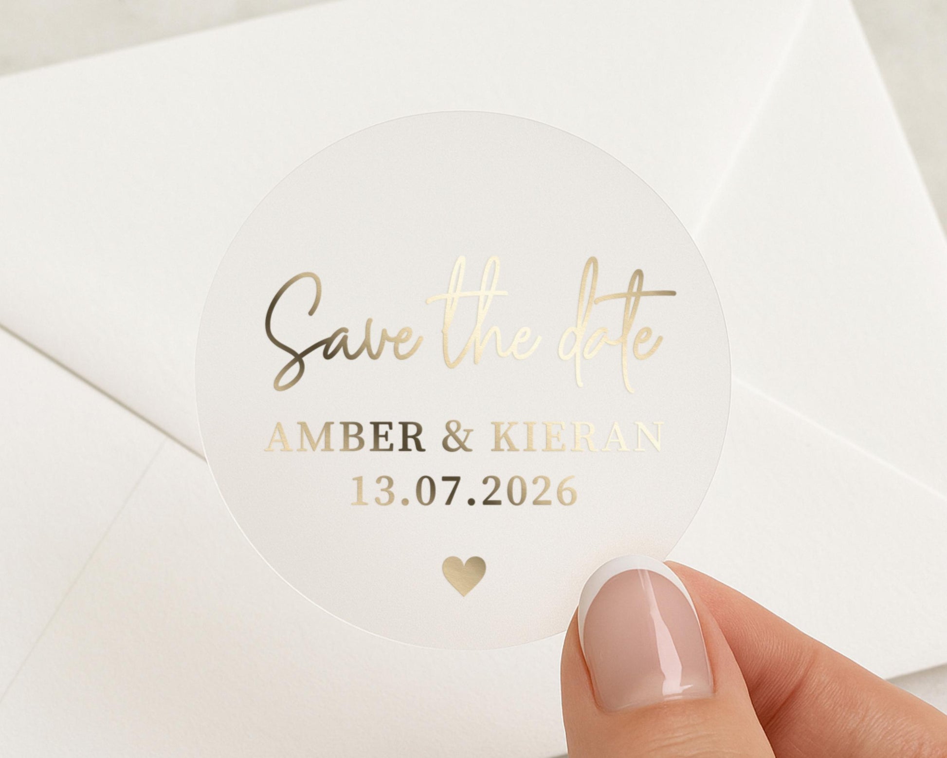 Save The Date Sticker, Gold Foil Wedding Sticker, Personalised Save The Date, Custom Wedding Sticker, Engagement Sticker