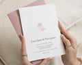 Blush Floral Wedding Invitations, Simple Pink Flower Wedding Invite, Elegant Minimal Personalised Wedding Invitation Suite