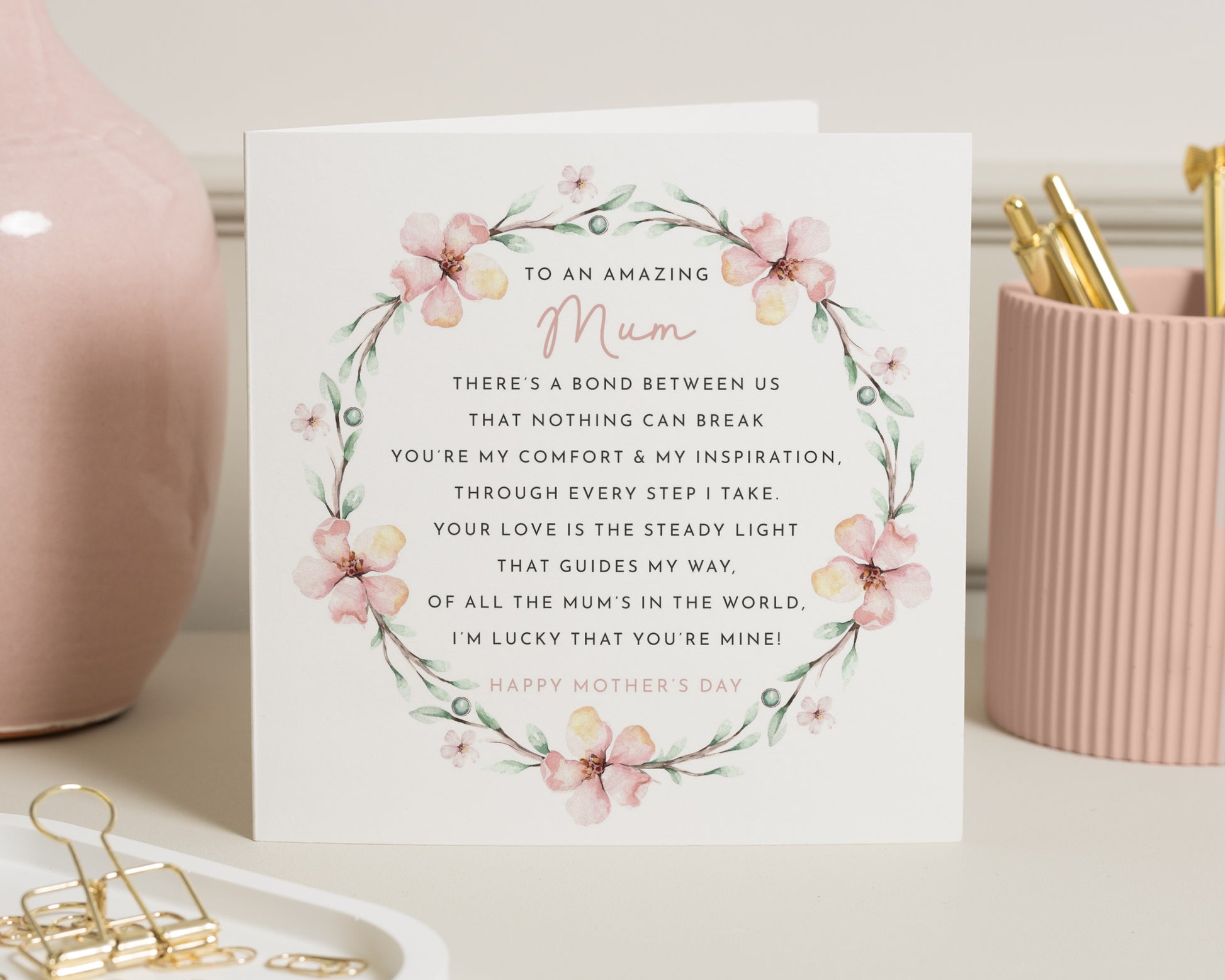 Mother's Day Card for Mum, Floral Poem Mother's Day Card, Mum Card, Mother's Day Card from Daughter, Mother's Day Card UK