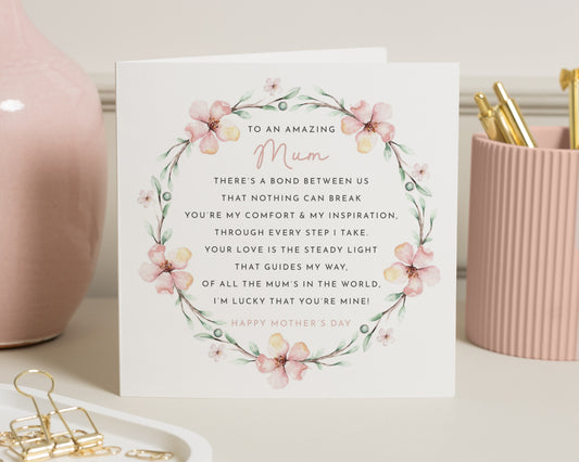 Mother's Day Card for Mum, Floral Poem Mother's Day Card, Mum Card, Mother's Day Card from Daughter, Mother's Day Card UK