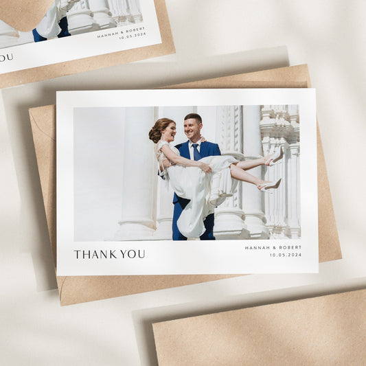 Wedding Thank You Cards, Postcard Thank You Cards Wedding, Folded Wedding Thank You, Thank You Wedding Card, Simple Wedding Card With Photo