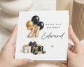 21st Birthday Card, Personalised Birthday Card for Him, 21st Birthday Card for Son, Black and Gold Birthday Card, Gift Birthday Card