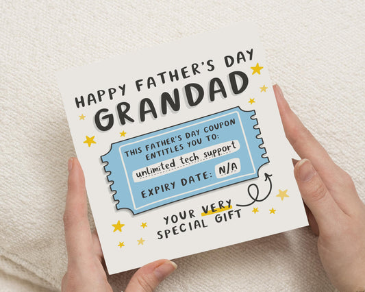 Fathers Day Card for Grandad, Funny Fathers Day Card, Grandad Tech Support Card, Fathers Day Card from Grandchildren, Special Gift Card