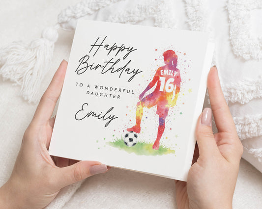 Birthday Card for Daughter, Personalised Football Birthday Card, Birthday Card for Girl, Custom Name Birthday Card, Daughter Birthday Card