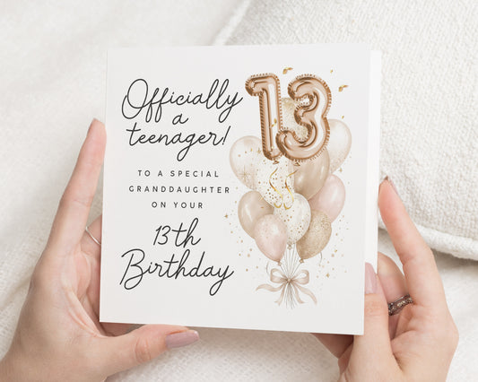 13th Birthday Card for Granddaughter, Granddaughter 13th Birthday Card, Teenage Girl Birthday Card, 13 Birthday Card, Balloon Birthday Card