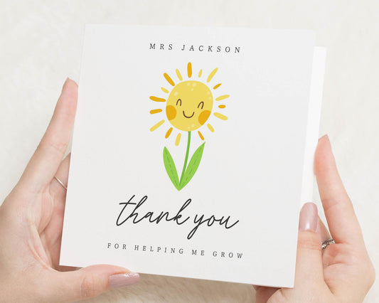 Thank You Card for Teacher, Personalised Thank You Card, Teacher Thank You Card, Flower Thank You Card, Cute Thank You Card
