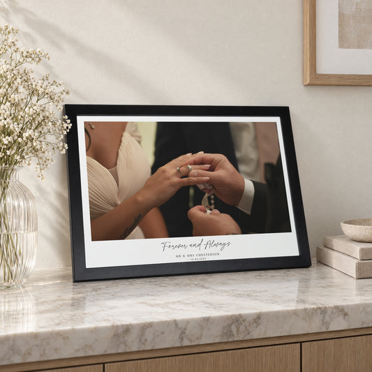 Personalised Wedding Photo Print, Custom Print From Your Photo, Gift for Couple, Anniversary Gift, Romantic Framed Wall Art, Black Frame