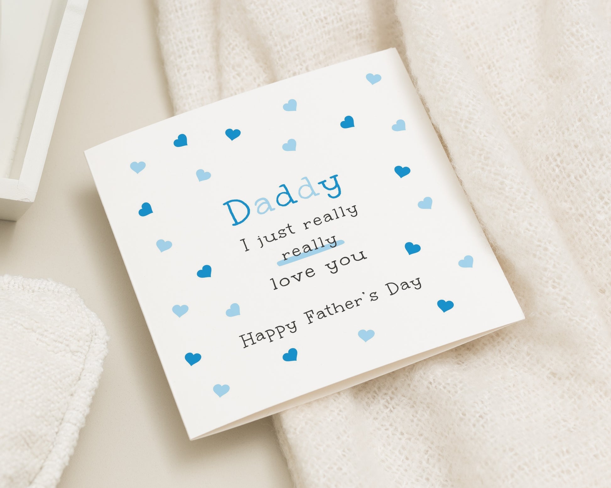 Fathers Day Card for Daddy, Fathers Day Card from Kids, Fathers Day Greeting Card, Cute Fathers Day Card for Dad, Blue Hearts Card