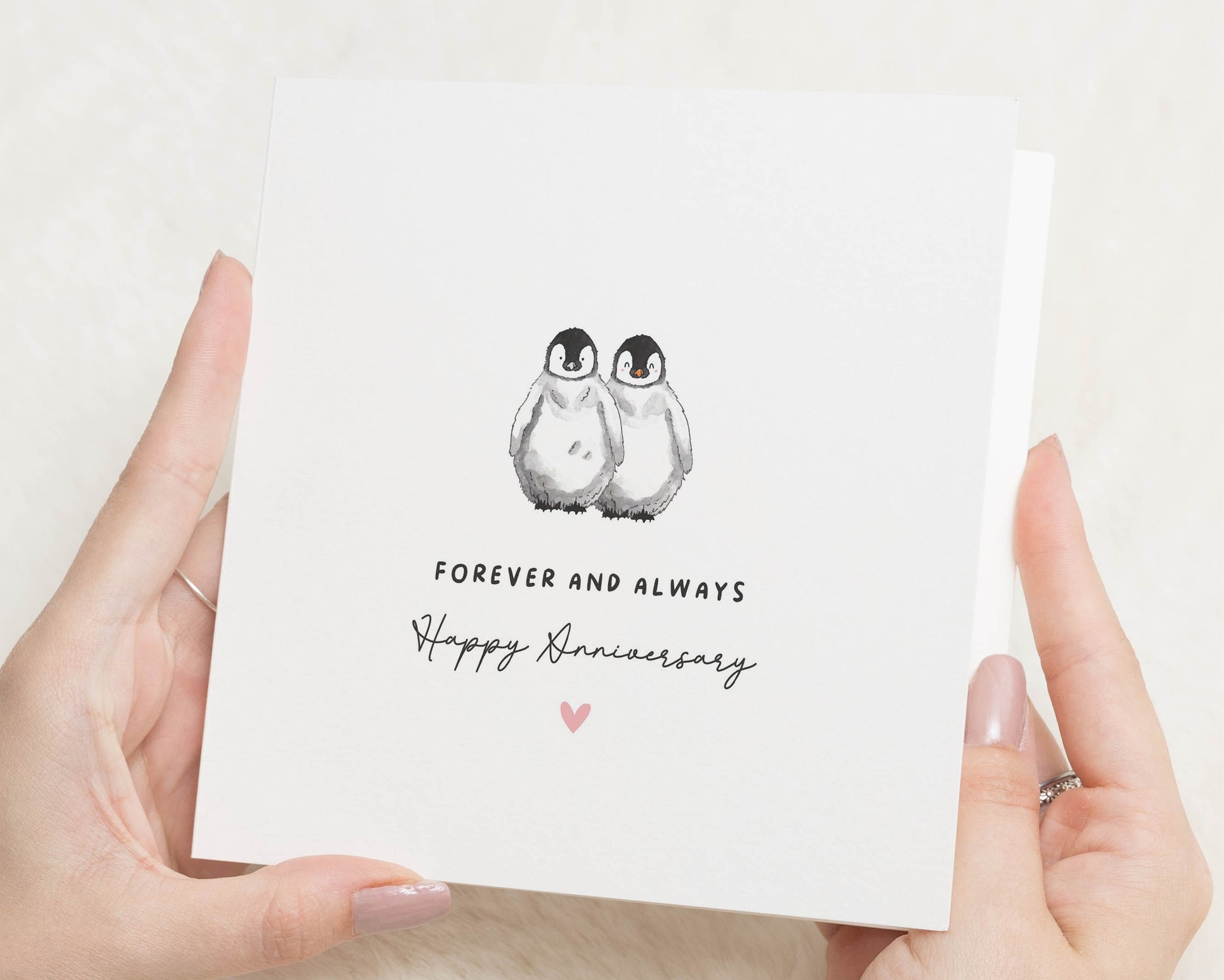 Anniversary Card, Penguin Anniversary Card, Cute Romantic Anniversary Card for Couple, Forever and Always Card, Greeting Card