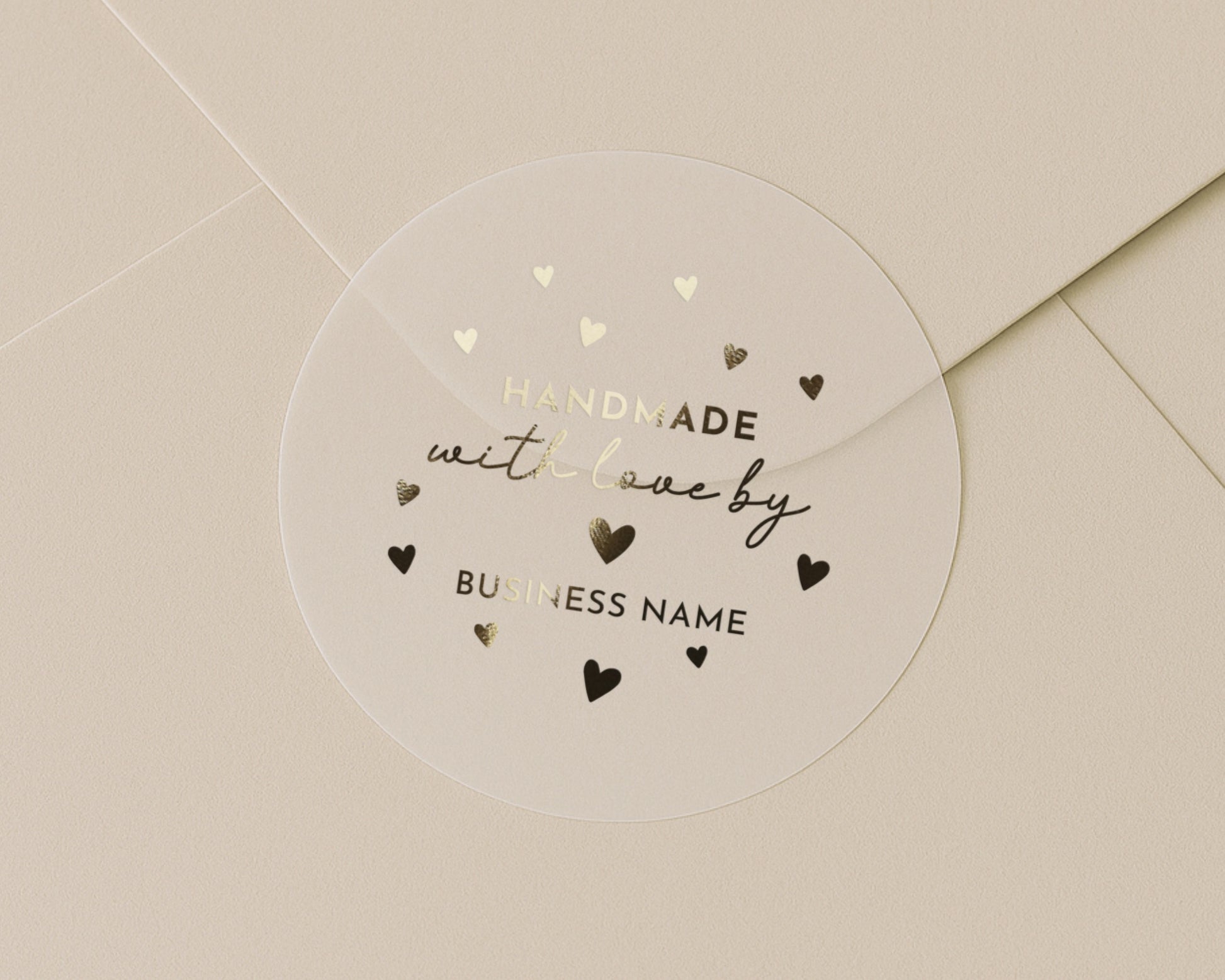 Handmade With Love Stickers, Personalised Business Stickers, Custom Foil Stickers, Packaging Stickers, Gold Foil Labels