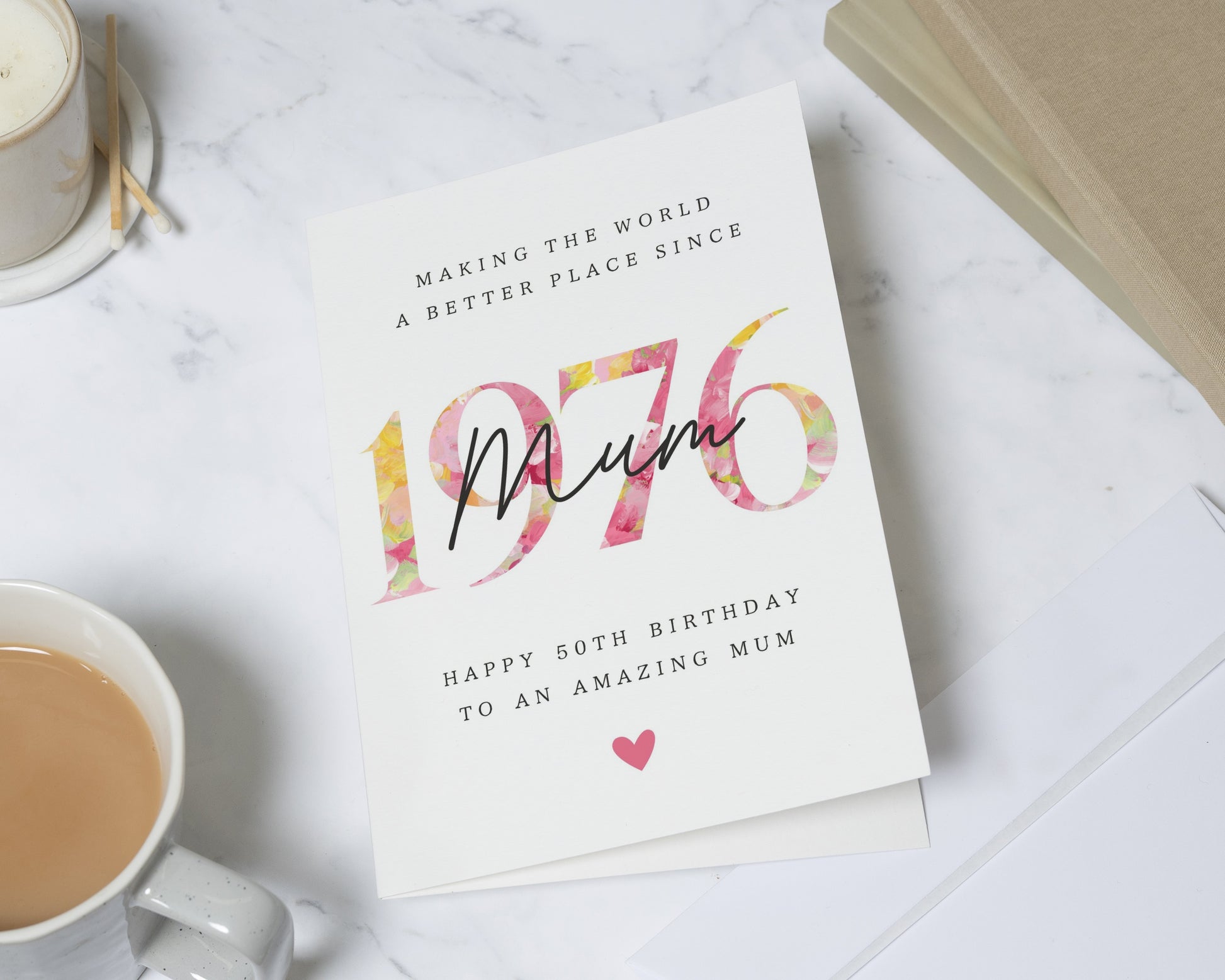 Mum 50th Birthday Card, 50th Birthday Card for Mum, Floral Birthday Card for Her, Milestone Birthday Card, Birthday Cards for Mum