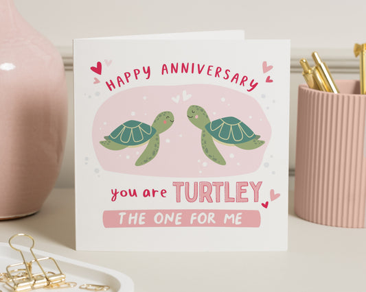 Anniversary Card for Partner, Cute Turtle Anniversary Card, Funny Anniversary Card for Him or Her, Romantic Card for Boyfriend or Girlfriend
