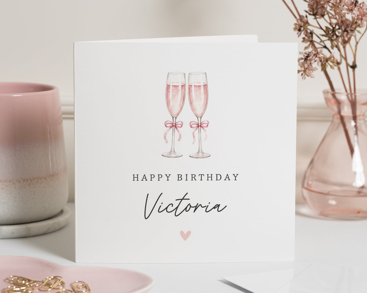Personalised Birthday Card for Her, Birthday Card for Friend, Best Friend Birthday Card, Mum Birthday Card, Champagne Birthday Card