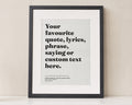 Personalised Song Lyrics Print, Custom Quote Wall Art, Grey Wall Art, Wedding Gift, First Dance Print, Anniversary Gift, Bedroom Wall Art