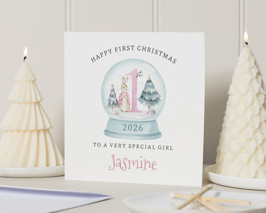 Personalised 1st Christmas Card for Girl, First Christmas Card, Baby Christmas Card, Daughter Card, Granddaughter Christmas Card