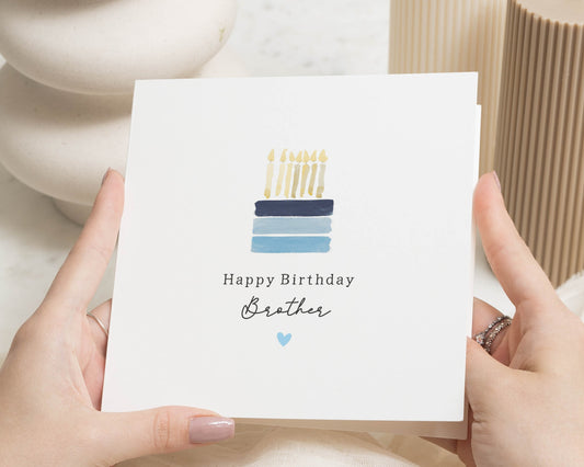 Birthday Card for Brother, Brother Birthday Card, Simple Birthday Card, Birthday Card for Him, Illustration Cake Card, Greeting Card