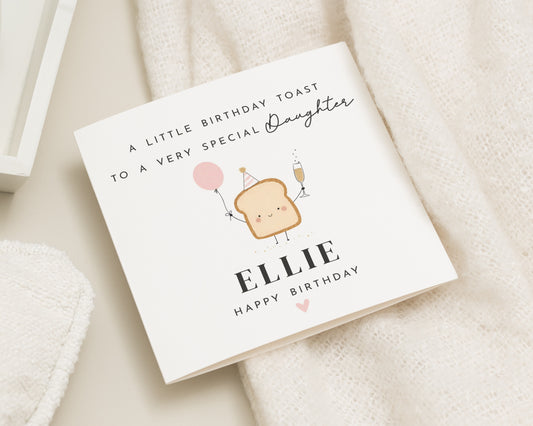 Birthday Card for Daughter, Personalised Daughter Birthday Card, Daughter Birthday Cards, Cute Birthday Card, Pun Birthday Toast Card